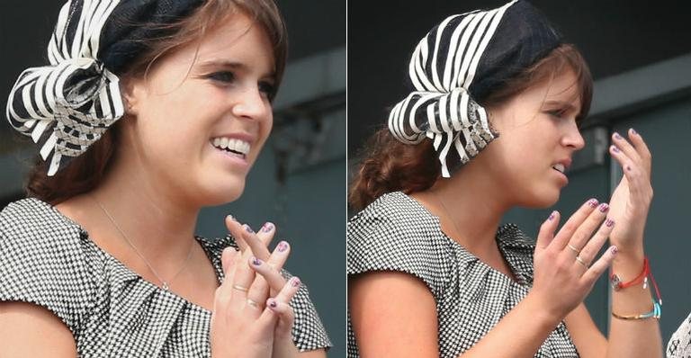 Princesa Eugenie e suas unhas pintadas com a bandeira da Inglaterra - Getty Images