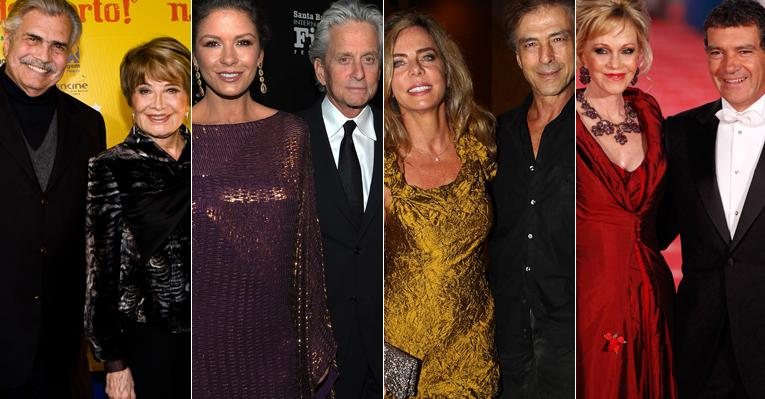 Glória Menezes e Tarcísio Meira, Catherine Zeta-Jones e Michael Douglas, Bruna Lombardi e Carlos Alberto Riccelli e  Melanie Griffith e Antonio Banderas são exemplos de casais duradouros - AgNews; Getty Images