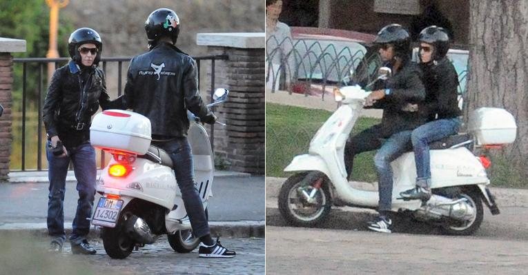 Madonna passeia de moto com o namorado, Brahim Zaibat, pela cidade de Roma, na Itália - Reprodução/Grosby Group