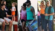 Raoni Carneiro e Fernanda Rodrigues com a pequena Luísa, Sheron Menezzes e Saulo Bernard, William Bonner e Fátima Bernardes com os trigêmeos Vinícius, Beatriz e Laura - Gil Rodrigues/Foto Rio News; Wallace Barbosa/AgNews; Delson Silva/AgNews