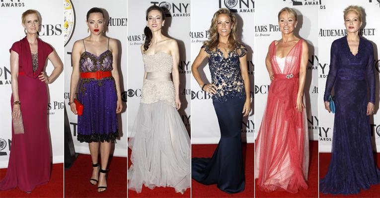 Cynthia Nixon, de Carolina Herrera. Amanda Seyfried, de Givenchy. Elizabeth A. Davis, de Christian Siriano. Sheryl Crow, de Marchesa. Tracie Bennett. Ellen Barkin, de L'Wren Scott. - Andrew Burton