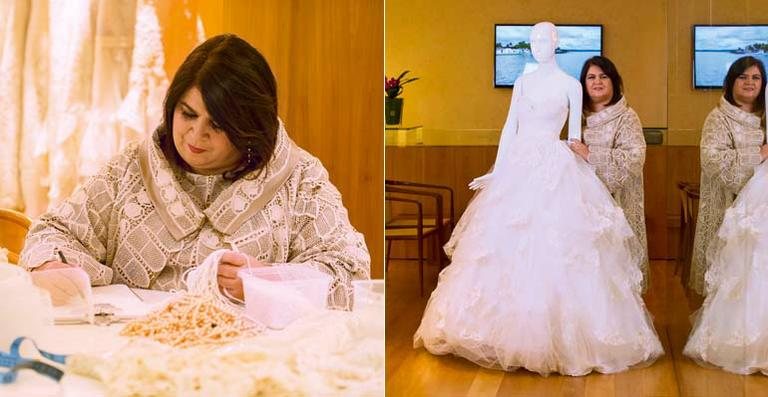 Com 30 metros de tule francês, o modelo criado por Martha Medeiros foi rebordado com 350 microflores e micropérolas - Fotos: Martin Gurfein