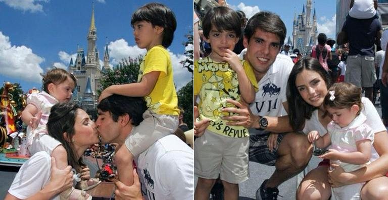 Carol Celico e Kaká com os filhos na Disney - Reprodução / Twitter