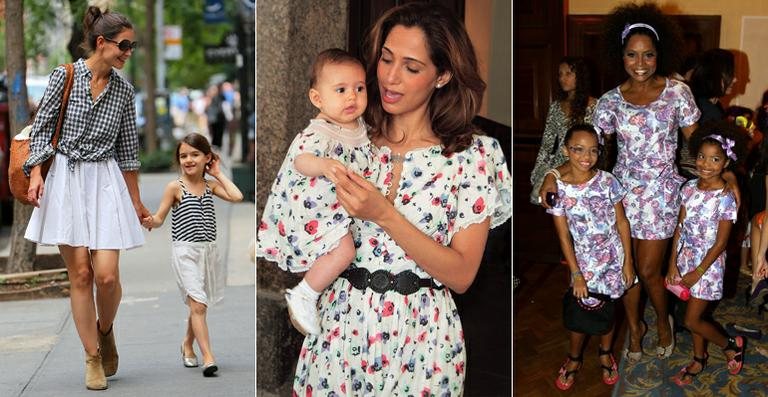 Katie Holmes com Suri, Camila Pitanga com Antonia e Adriana Bombom com as filhas Olívia e Thalita - Splash News / splashnews.com; Arquivo CARAS