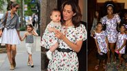 Katie Holmes com Suri, Camila Pitanga com Antonia e Adriana Bombom com as filhas Olívia e Thalita - Splash News / splashnews.com; Arquivo CARAS