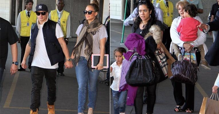 Com o amado, a diva desembarca no Aeroporto do Galeão, no Rio. A fofa Emme, com a babá, e Max,
no colo da avó Guadalupe Lopez, acompanham a mãe famosa em tour brasileiro.