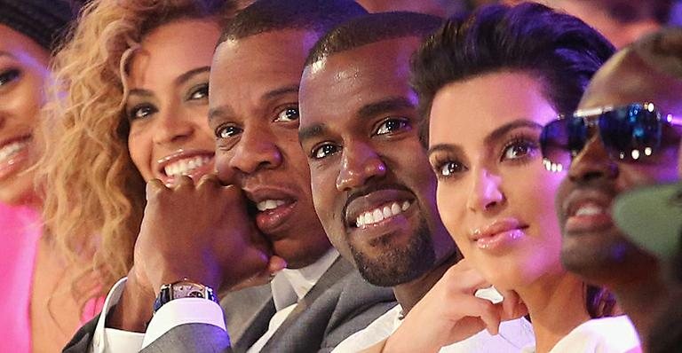 Beyoncé, Jay-Z, Kanye West e Kim Kardashian - Getty Images