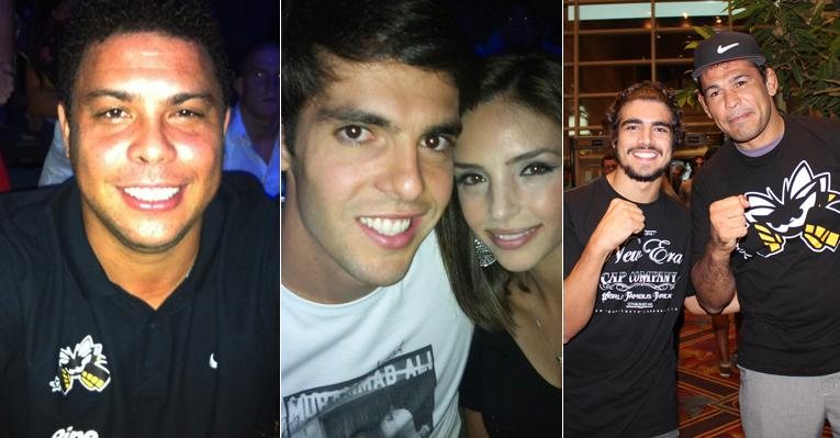 Ronaldo Nazário, Kaká e a mulher Carol Celico e Caio Castro com Rodrigo Minotauro: time de famosos marcaram presença no UFC 148 - Evelyn Rodrigues / CARAS Online