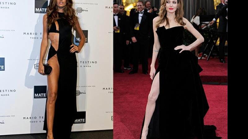 Izabel Goulart e Angelina Jolie: foi declarada a guerra das fendas! - Divulgação/Getty Images