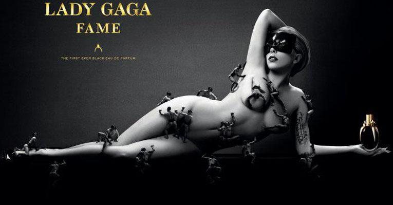 Lady Gaga Nua em pôster de campanha de seu perfume 'Fame' - Reprodução/ Facebook