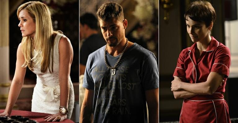 Carminha (Adriana Esteves), Jorginho (Cauã Reymond) e Nina (Débora Falabella) - TV Globo