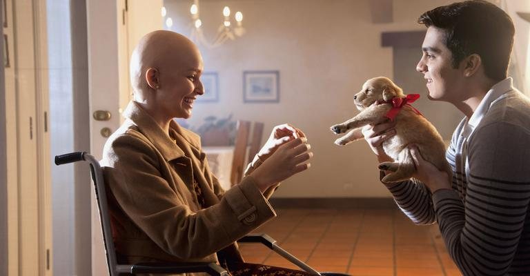 Em cena, ele consola a amada ao presenteá-la com um meigo cachorrinho. - Marco Pinto