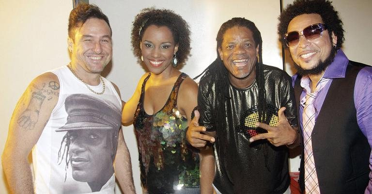 Compadre Washington, Netinho de Paula e Jau em ensaio do Olodum, Salvador. - -