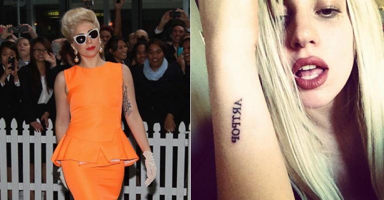 Lady Gaga mostra nova tatuagem, que pode batizar próximo disco da cantora - Getty Images e Reprodução