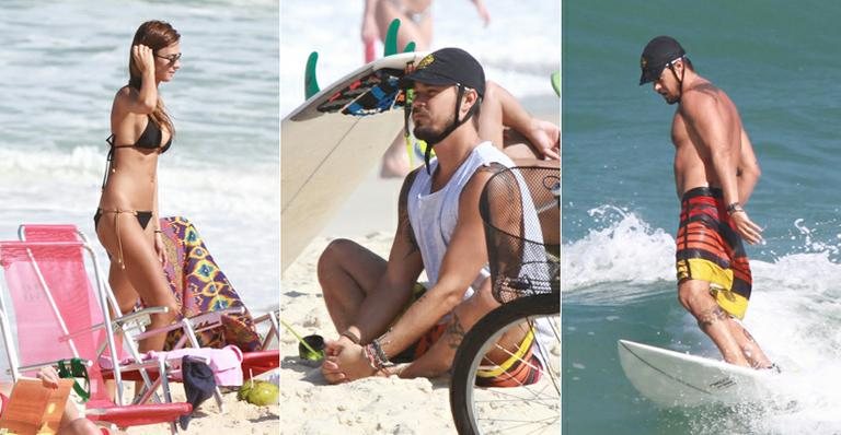 Paulinho Vilhena e Thaila Ayala curtem sol carioca na praia do Recreio dos Bandeirantes, Rio de Janeiro - Delson Silva / AgNews