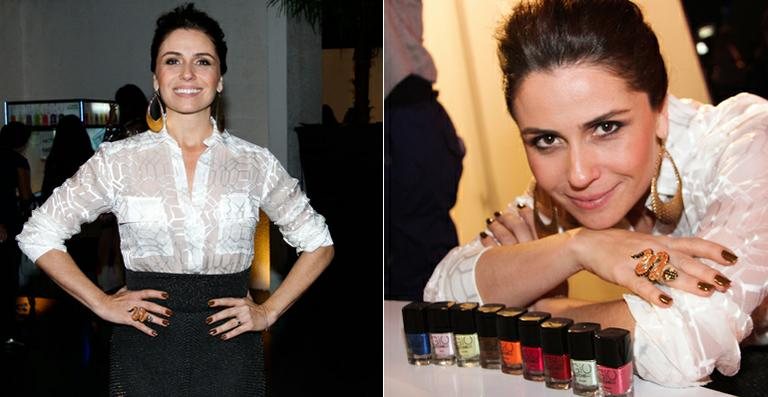 Giovanna Antonelli lança coleção de esmaltes em São Paulo. "Minha personagem vai usar essas cores", disse, referindo-se a Heloísa, uma delegada vaidosa em 'Salve Jorge' - Thais Aline e Danilo Carvalho / AgNews