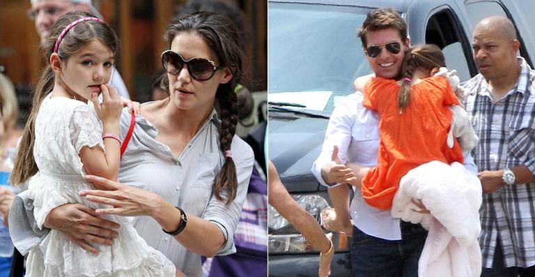 Suri Cruise com a mãe, Katie Holmes, e o pai, Tom Cruise - Grosby Group