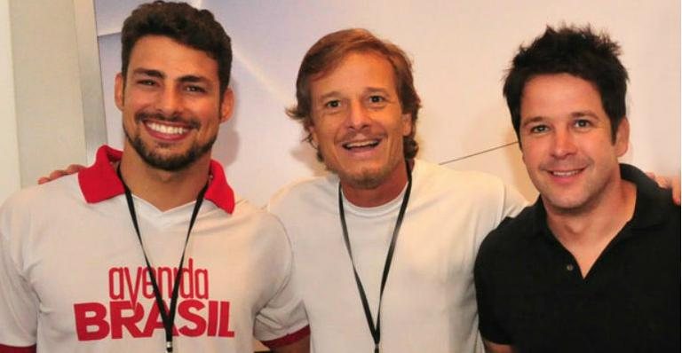 Cauã Reymond, Marcello Novaes e Murilo Benício nos bastidores de 'Avenida Brasil' - Divulgação/ Rede Globo