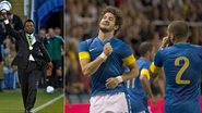 Pelé e a comemoração de Alexandre Pato após marcar um gol no amistoso entre Brasil e Suécia - Reuters; Getty Images