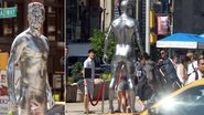 Estátua prateada e David Beckham em Nova York - Grosby Group