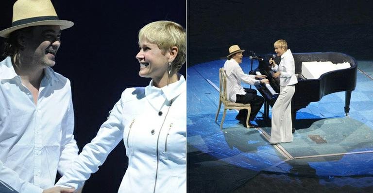 Xuxa canta com Daniel Jobim no ensaio do 'Criança Esperança' - Blad Meneghel; Reprodução / TV Globo