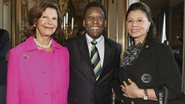 O encontro dos elegantes Silvia, Pelé e Neusa Marin. - Rocardo Stuckert