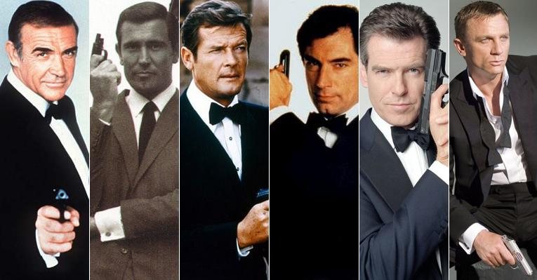 De Sean Connery a Daniel Craig: reveja os atores que já emprestaram o seu talento para fazer o agente 007 no cinema - Fotomontagem