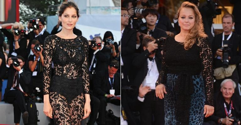 A modelo e atriz francesa Laetitia Casta e a atriz inglesa Samantha Morton no tapete vermelho do Festival de Cinema de Veneza - Getty Images