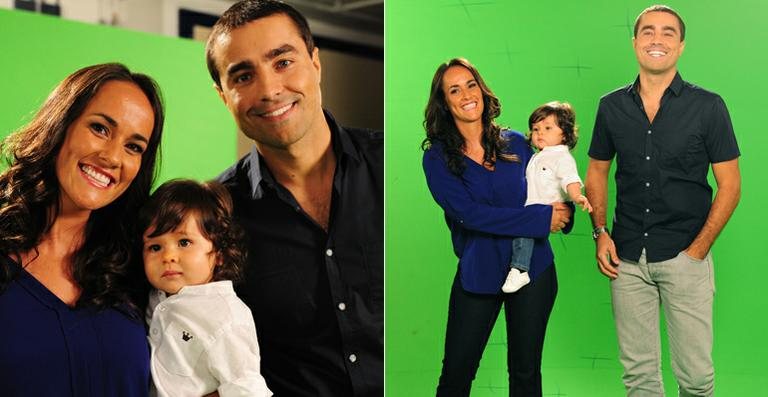 Ricardo Pereira com a mulher, Francisca Pinto, e o filho, Vicente - TV Globo / Estevam Avellar