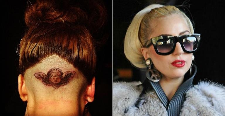 Lady Gaga faz tatuagem de querubim na cabeça - Reprodução Bang Showbiz/Splash News