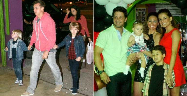 Luciano Huck com os filhos, Joaquim e Benício; Mario Frias, Ju Camatti Frias, Laura, Nívea Stelmann e Miguel - Marcos Ferreira / Foto Rio News