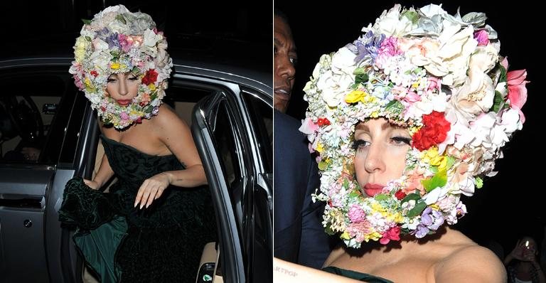 Lady Gaga aparece com flores na cabeça em Londres, na na Inglaterra - Grosby Group