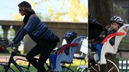 Gisele Bündchen faz passeio de bicicleta com o pequeno Benjamin em Boston, Estados Unidos - Grosby Group