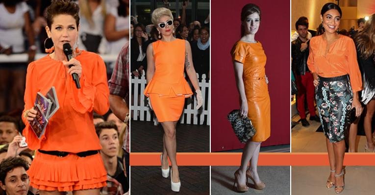 Xuxa, Lady Gaga, Marjorie Estiano e Juliana Paes: radiantes com o laranja tangerine - foto-montagem