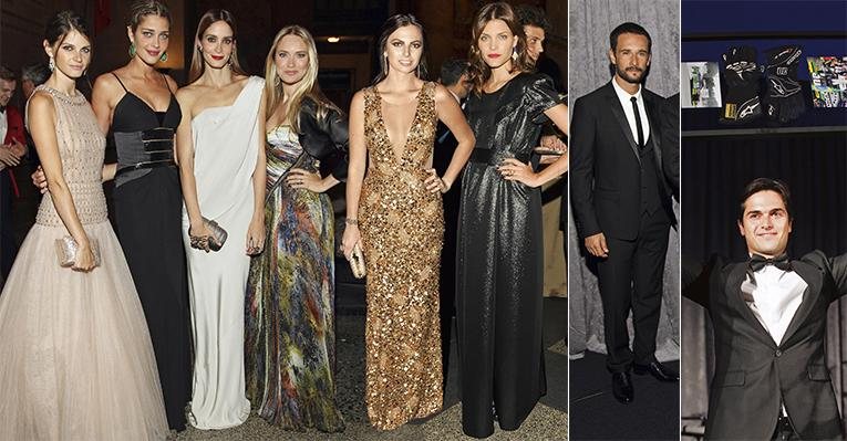 Jeísa Chiminazzo, de Valentino; Ana Beatriz Barros, de Carlos Miele; Carolina Bittencourt, de Chadwick Bell;Fabiana Saba, de Carlos Miele; Kelly Piquet, de Patricia Bonaldi; Luciana Curtis, de Alexandre Herchcovitch. Rodrigo Santoro,de Dolce & Gabbana. - Leandro Justen/ Patrick Mcmullan/Sipa