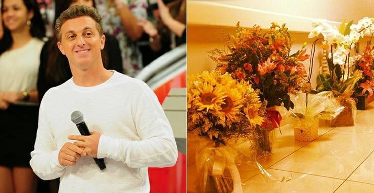 Luciano Huck mostra as flores que amigos enviaram para Angélica e Eva - Rede Globo / Alex Carvalho