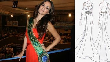 Priscila Machado e o croqui do vestido que ela vai usar no Miss Brasil 2012 - AgNews/ Divulgação