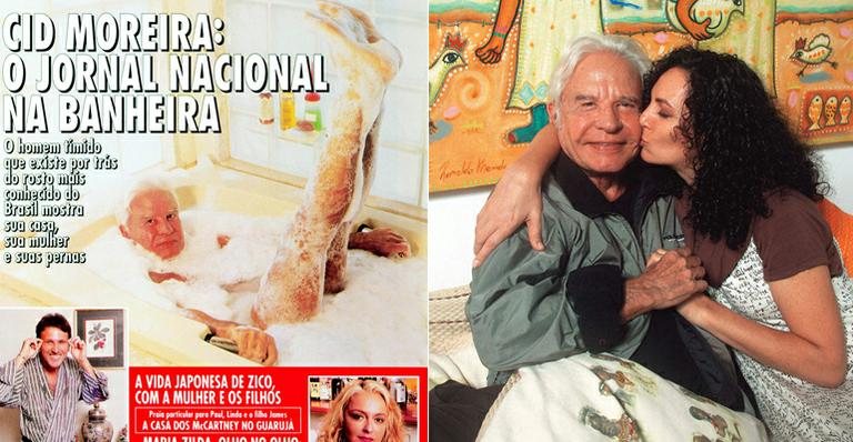 Cid Moreira na capa de 'Caras' em 1993 e com a mulher, Fátima - Arquivo CARAS