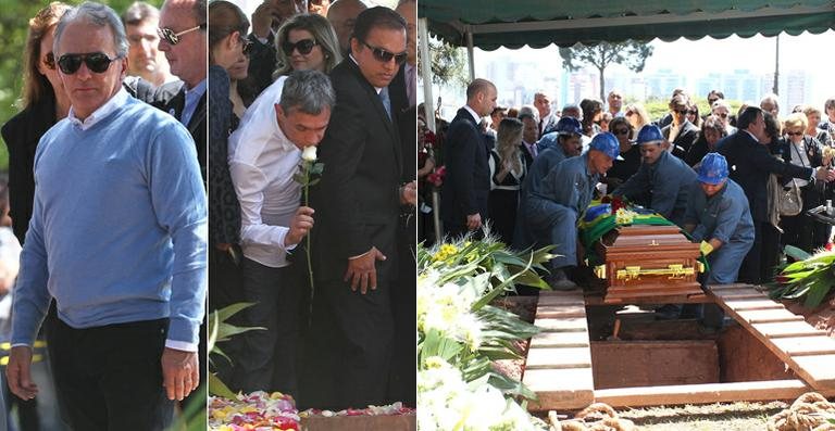 Otávio Mesquita, Serginho Groisman e Claudio Pessutti no sepultamento de Hebe Camargo - Manuela Scarpa / Foto Rio News