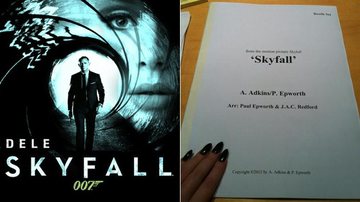 A capa do single 'Skyfall' e uma imagem publicada por Adele no Twitter com o nome da música - Reprodução/Twitter