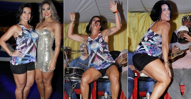 Scheila Carvalho passa o posto de rainha de bateria para a ex-BBB Mayra Cardi e anima a quadra de samba da Paraíso do Tuiuti, no Rio - Roberto Filho / AgNews