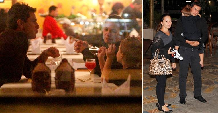 Rodrigo Lombardi leva a família para jantar em churrascaria no Rio - Delson Silva / AgNews