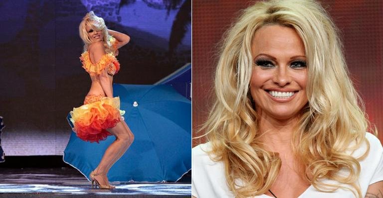 Pamela Anderson - Divulgação/TV Globo e Getty Images