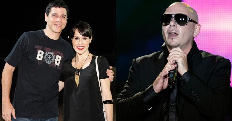 Diogo Boni e Fernanda Pontes no show do rapper PitBull - Roberto Filho / AgNews