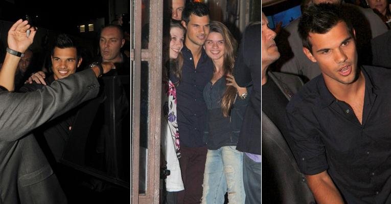 Taylor Lautner é assediado por fãs em restaurante no Rio de Janeiro - Gabriel Reis / AgNews