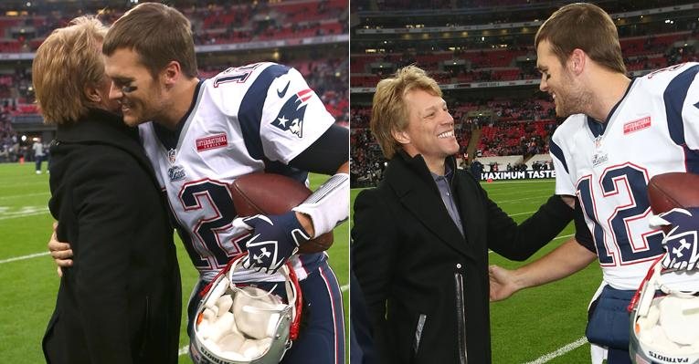 Jon Bon Jovi parabeniza Tom Brady após vitória do New England Patriots sobre o rival Saint Louis Rams - Getty Images