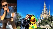 Michel Teló durante show e com Zé Carioca na Disney - Marco Miatelo; Reprodução / Instagram