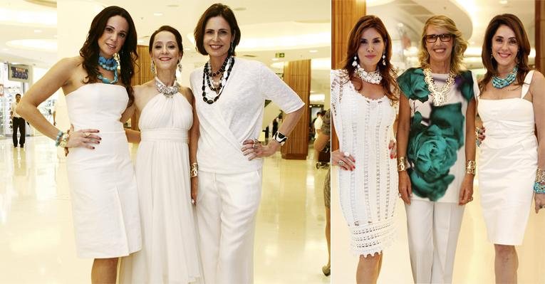 Vanessa Gerbelli, Ana Botafogo e Silvia Pfeifer no desfile com inspiração no mar. Helena Fernandes, Francesca Romana e Christiane Torloni com as peças para o alto verão. - Marcio Nunes