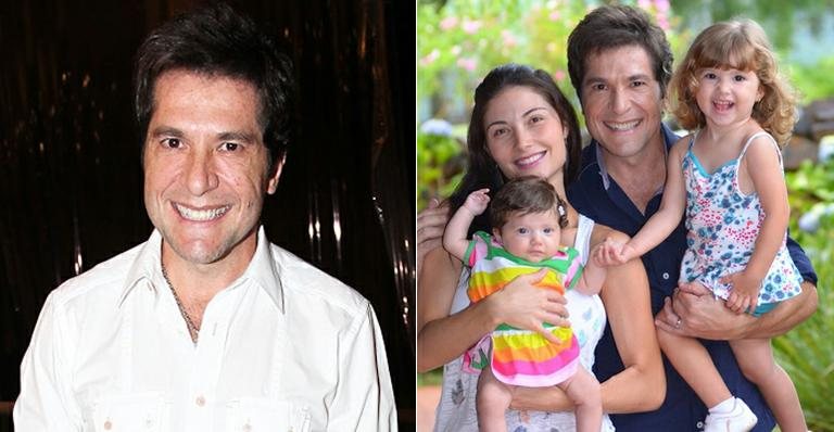 Daniel com as filhas, Luiza e Lara, e a mulher, Aline de Pádua - Reprodução / TV Globo