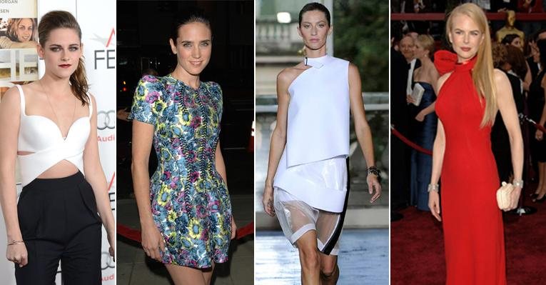 Kristen Stewart, Jennifer Connelly, Gisele Bündchen e Nicole Kidman com criações de Nicolas Ghesquière - foto-montagem